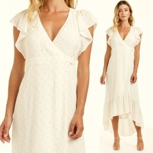 Drew Maggie Wrap Dress white with gold pattern